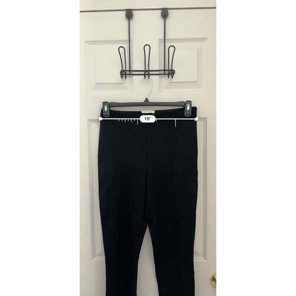The Row Ribbed Pants Size Large Black Front Seam Skinny Slim Classic - Picture 7 of 9